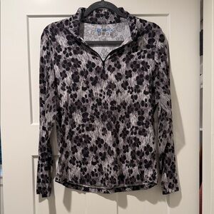 Ibex Black and Gray Patterned Long Sleeve Top